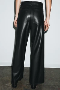ZW COLLECTION FAUX LEATHER TAILORED WIDE LEG PANTS