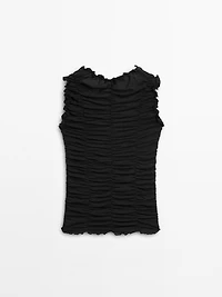 Creased-effect cotton top