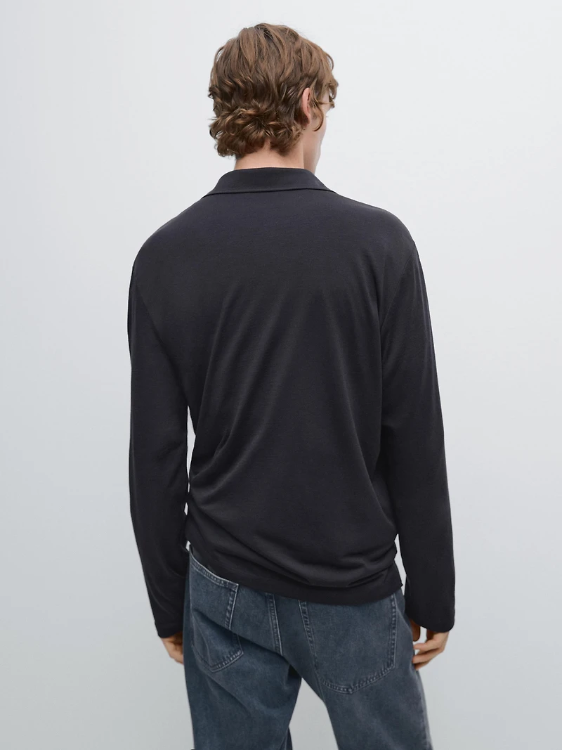 Pull polo en maille de laine mélangée
