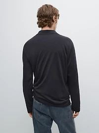 Pull polo en maille de laine mélangée