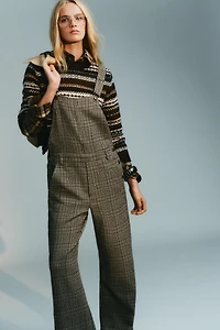 PLAID WOOL BLEND LONG JUMPSUIT