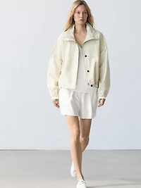 Linen blend total look short Bermuda shorts