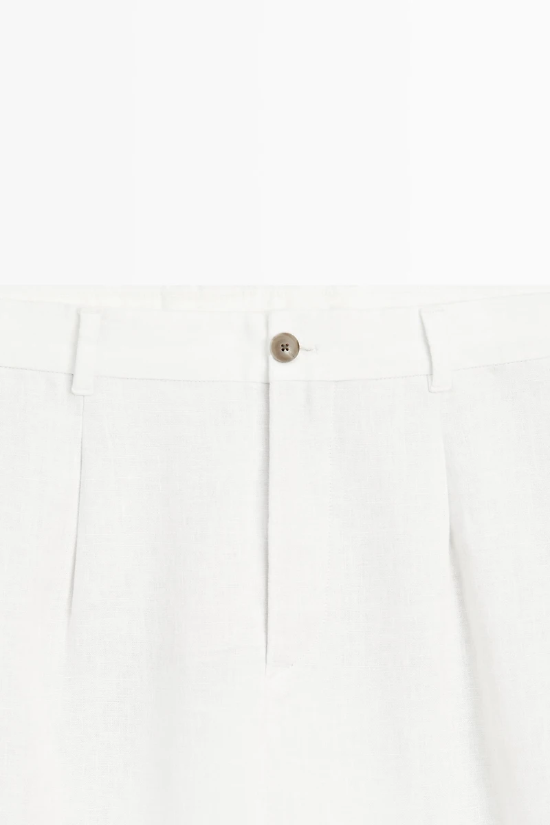 Pantalon détails pinces 100 % lin