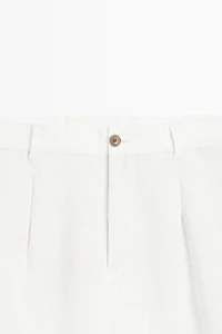 Pantalon détails pinces 100 % lin