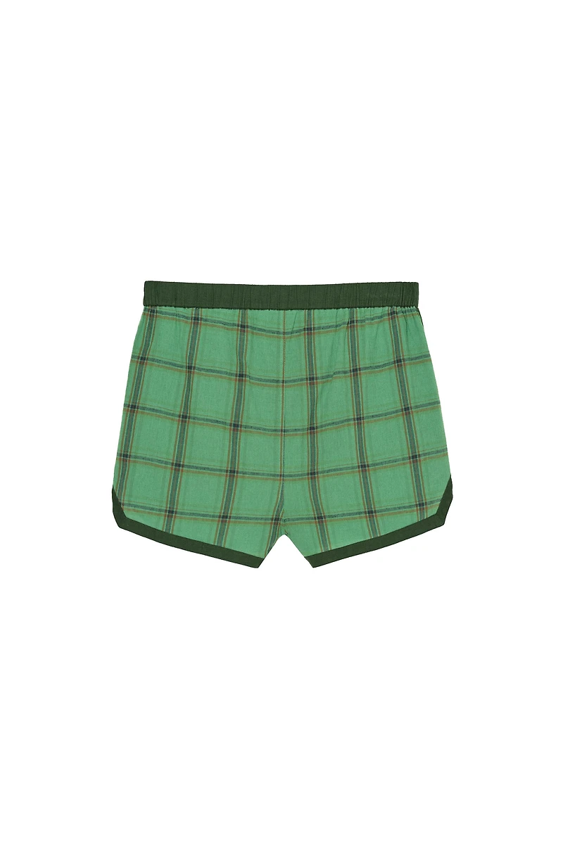 CONTRAST PLAID SIDE STRIPE SHORTS