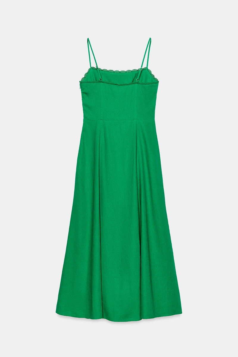 LINEN STRAPPY MIDI DRESS