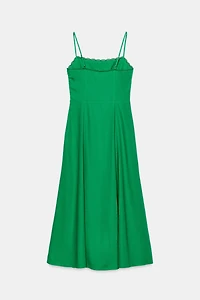 LINEN STRAPPY MIDI DRESS
