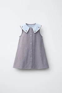 ROBE À RAYURES COL BRODÉ