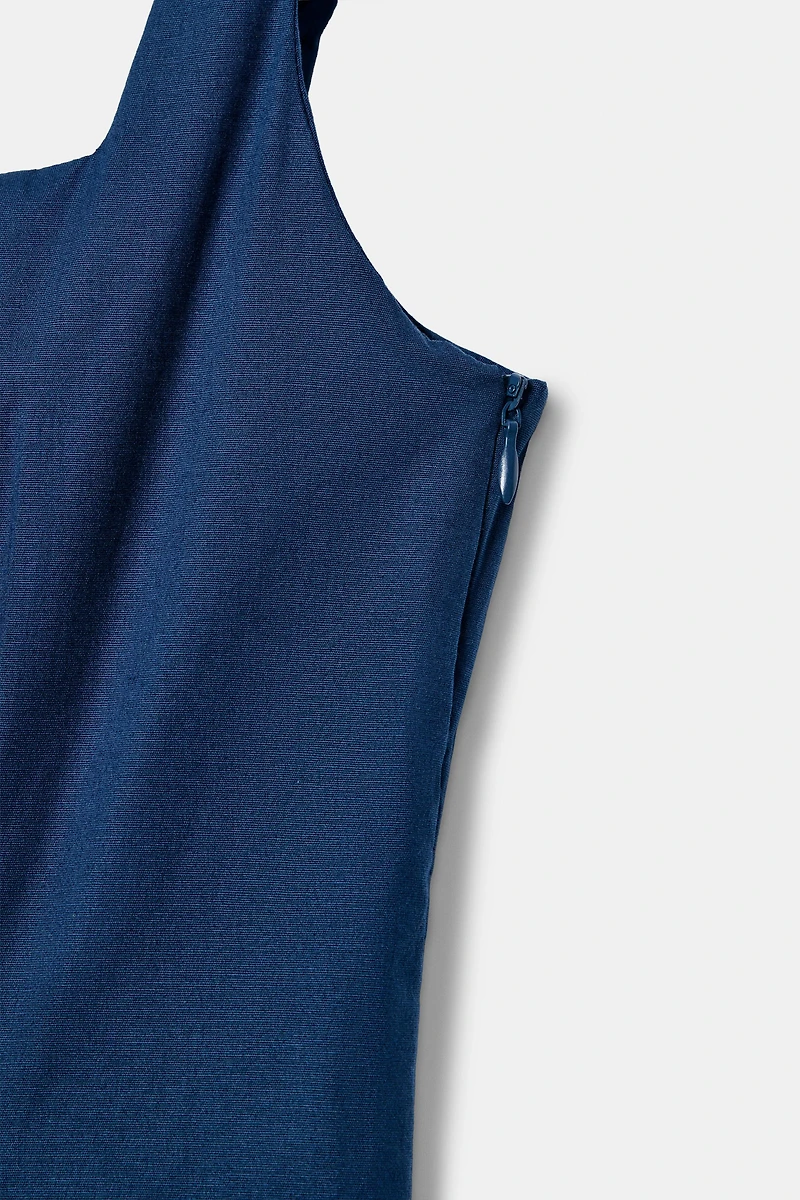 POPLIN GODET MIDI DRESS
