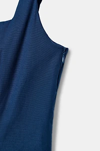 POPLIN GODET MIDI DRESS