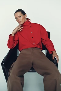 CHEMISE CACHE-CŒUR À COL MONTANT