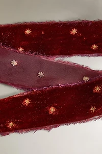 EMBROIDERED VELVET CHRISTMAS GIFT WRAPPING RIBBON
