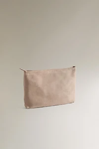 LARGE SPLIT SUEDE MAKEUP BAG
