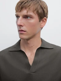 Knit V-neck polo shirt