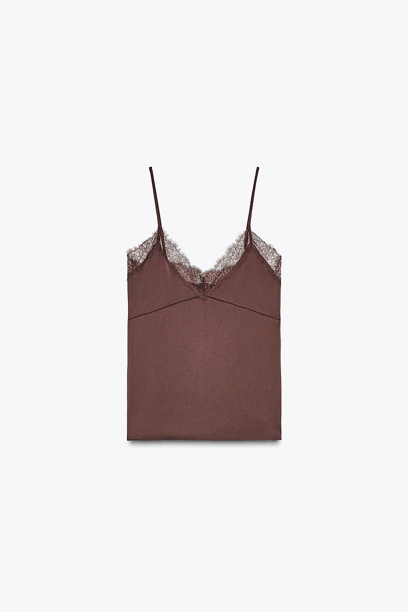SATIN EFFECT LACE TOP
