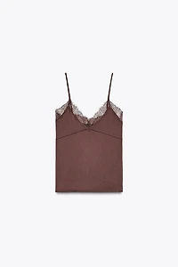 SATIN EFFECT LACE TOP