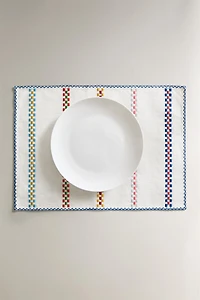 COTTON PLACEMAT WITH MULTICOLORED BORDERS