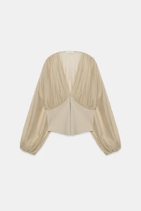MIXED FABRIC CORSET TOP