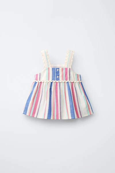 STRIPED LACE TRIM TOP
