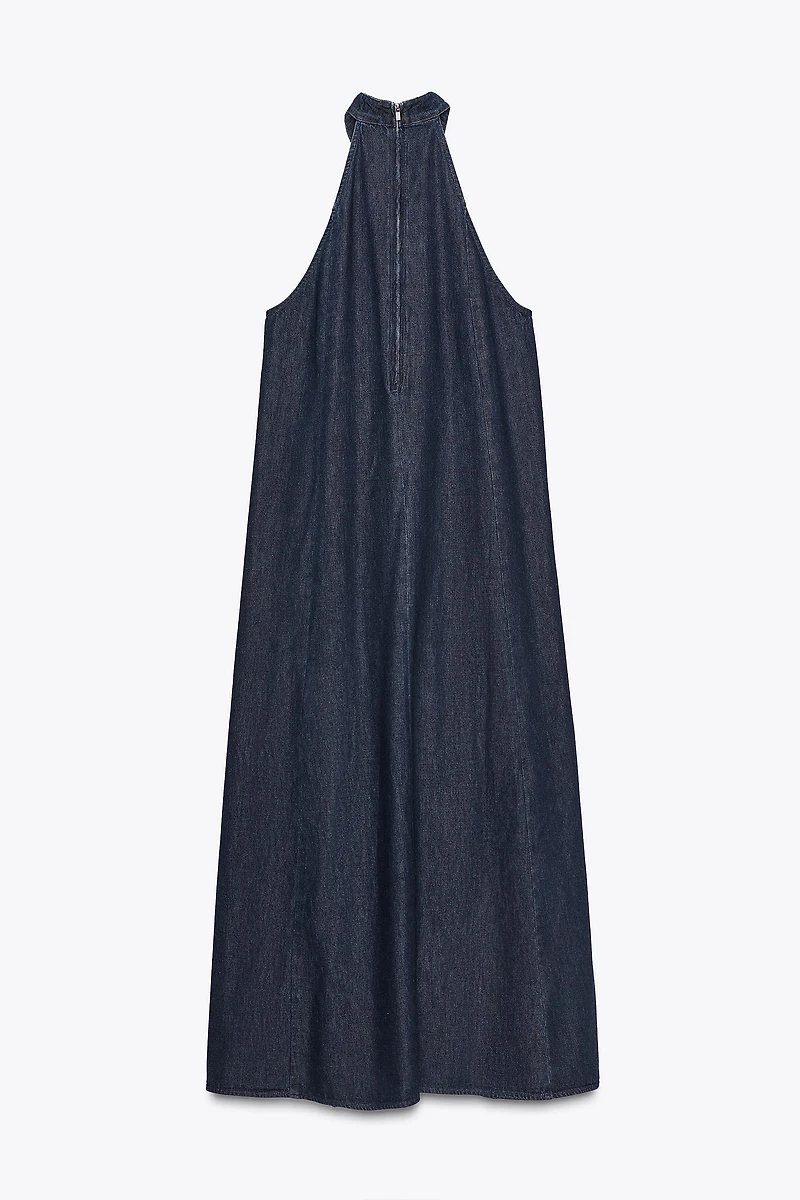TRF HALTER DENIM DRESS