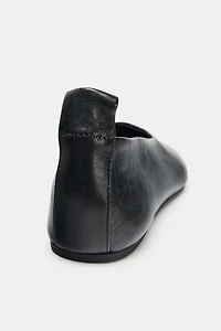 SQUARE TOE LEATHER BALLET FLATS