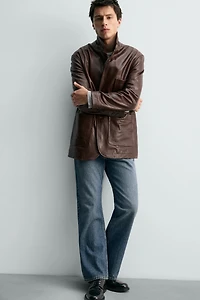 VESTE EN CUIR COUPE DÉCONTRACTÉE