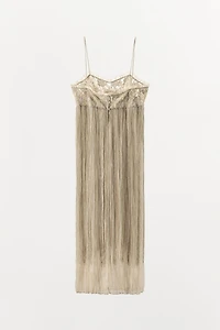 EMBROIDERED FRINGE COMBINATION DRESS