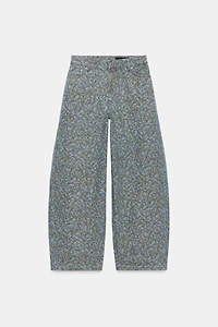 ZW COLLECTION BARREL HIGH-WAIST FLORAL JEANS