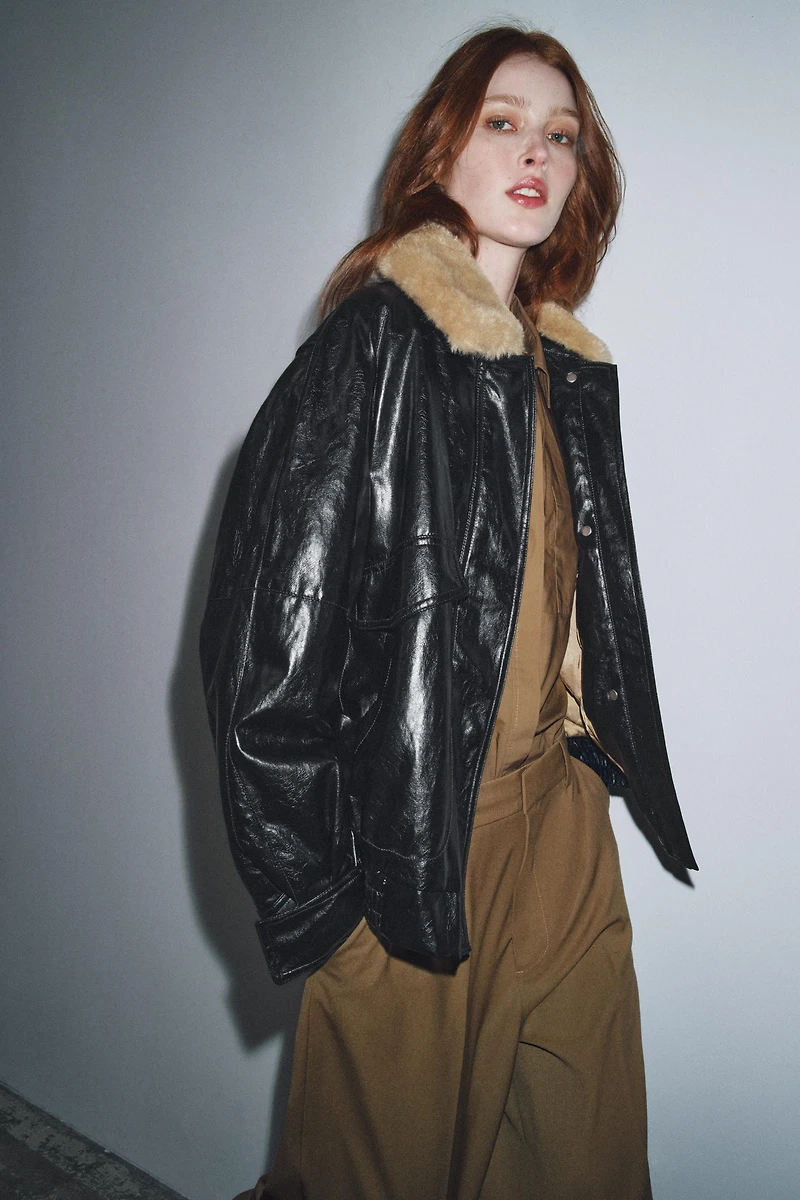 FAUX FUR COLLAR JACKET ZW COLLECTION