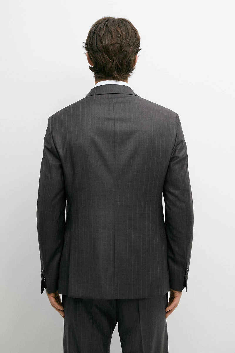 100% wool striped suit blazer