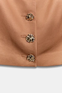 GOLD BUTTON CROPPED VEST