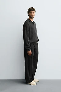 WASHED KNIT POLO SHIRT