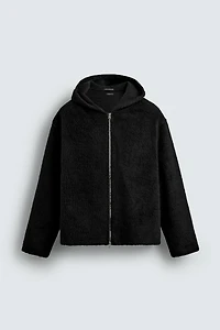 FAUX FUR HOODED OVERSHIRT