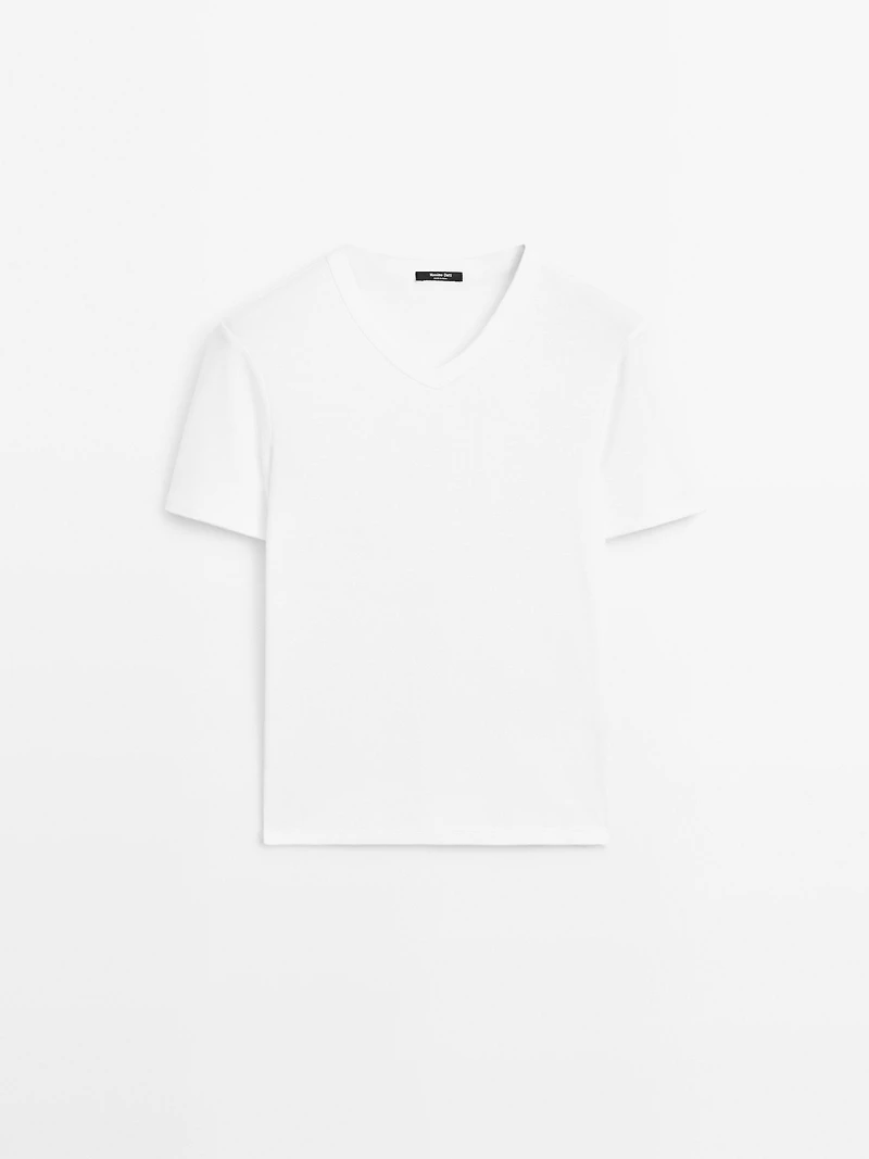 T-shirt 100 % coton à col en V