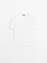 T-shirt 100 % coton à col en V