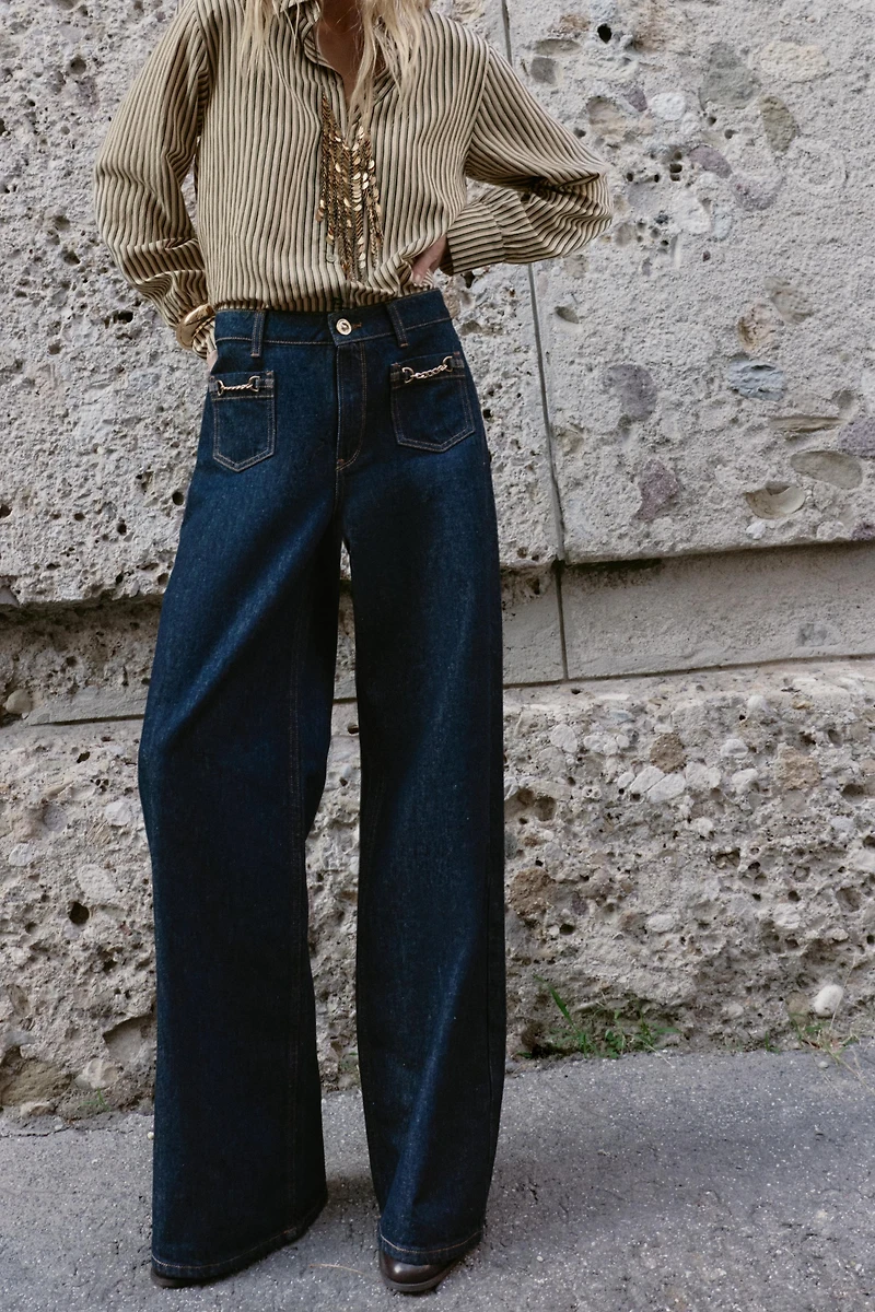 Z1975 WIDE LEG MID-RISE CHAIN JEANS