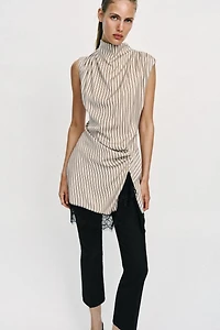 STRIPED LACE MINI DRESS