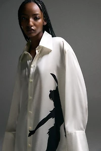 100% SILK PETER PAN PRINT SHIRT HARRY LAMBERT FOR ZARA X DISNEY