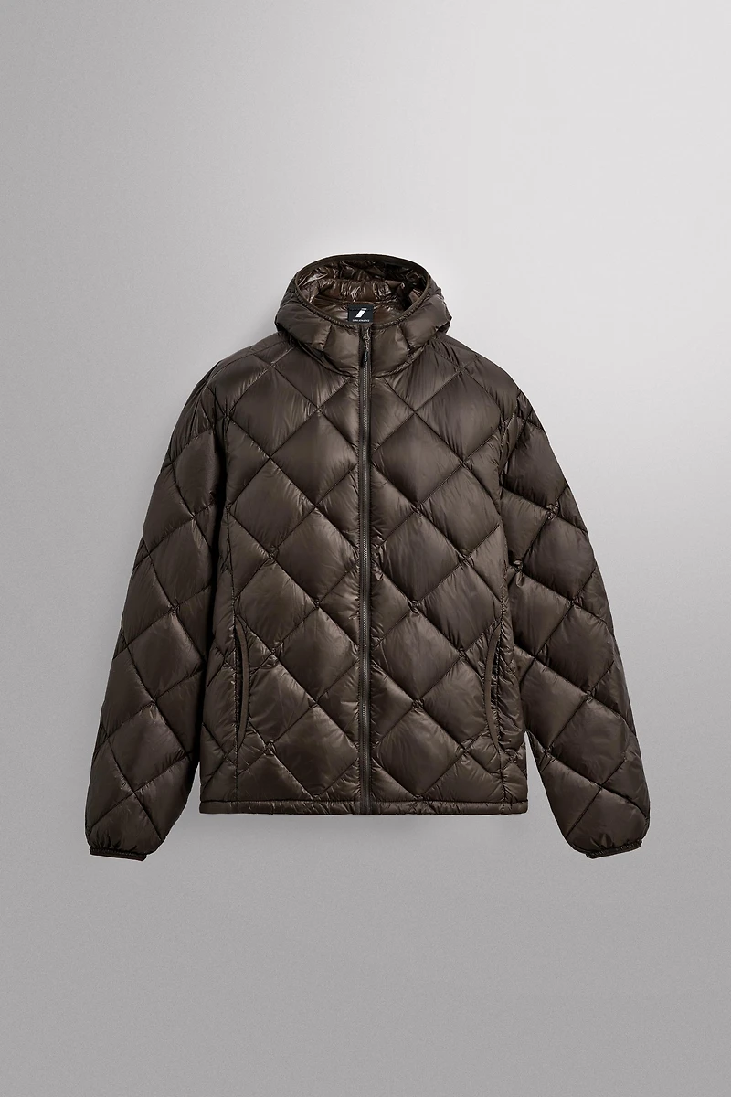 100% FEATHER PUFFER JACKET WITH HOODIE