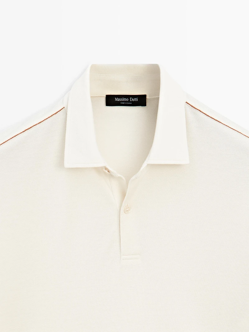 Short sleeve polo shirt with contrast seam detail