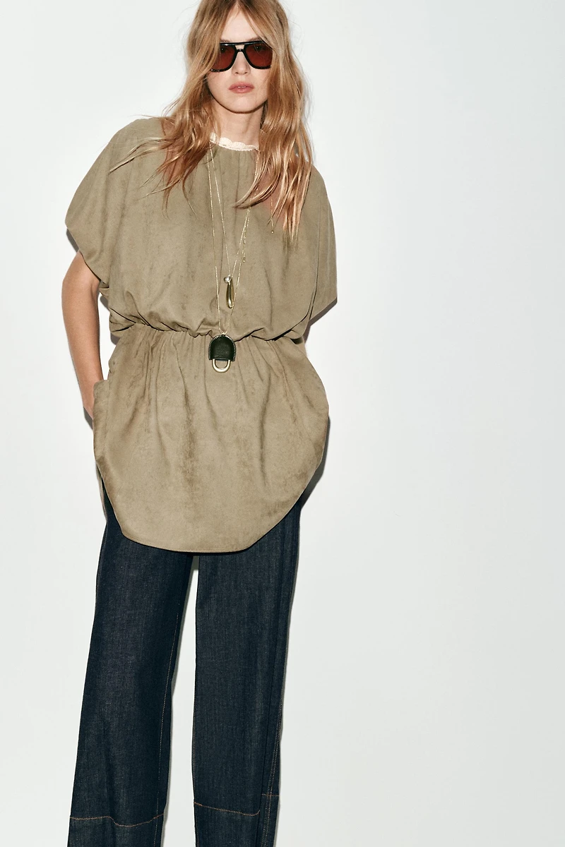 FAUX SUEDE SHORT DRESS