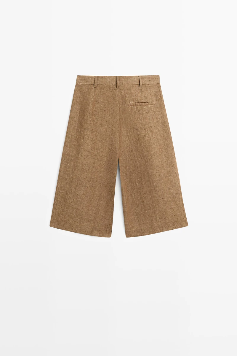 Melange linen suit Bermuda shorts