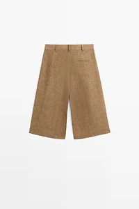 Melange linen suit Bermuda shorts