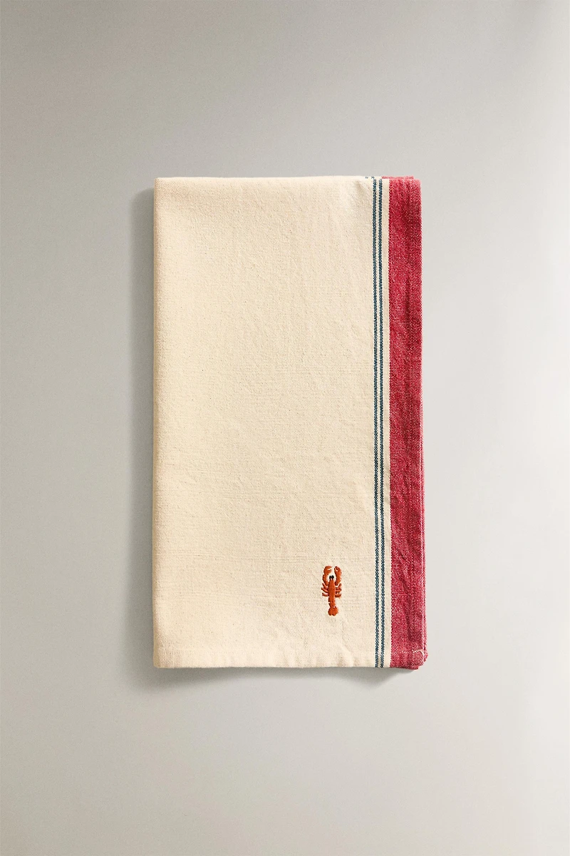 EMBROIDERED KITCHEN TOWEL WITH LOBSTER