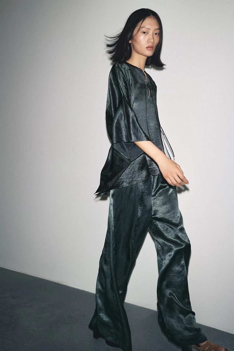 ZW COLLECTION SATIN EFFECT CAPE SHIRT