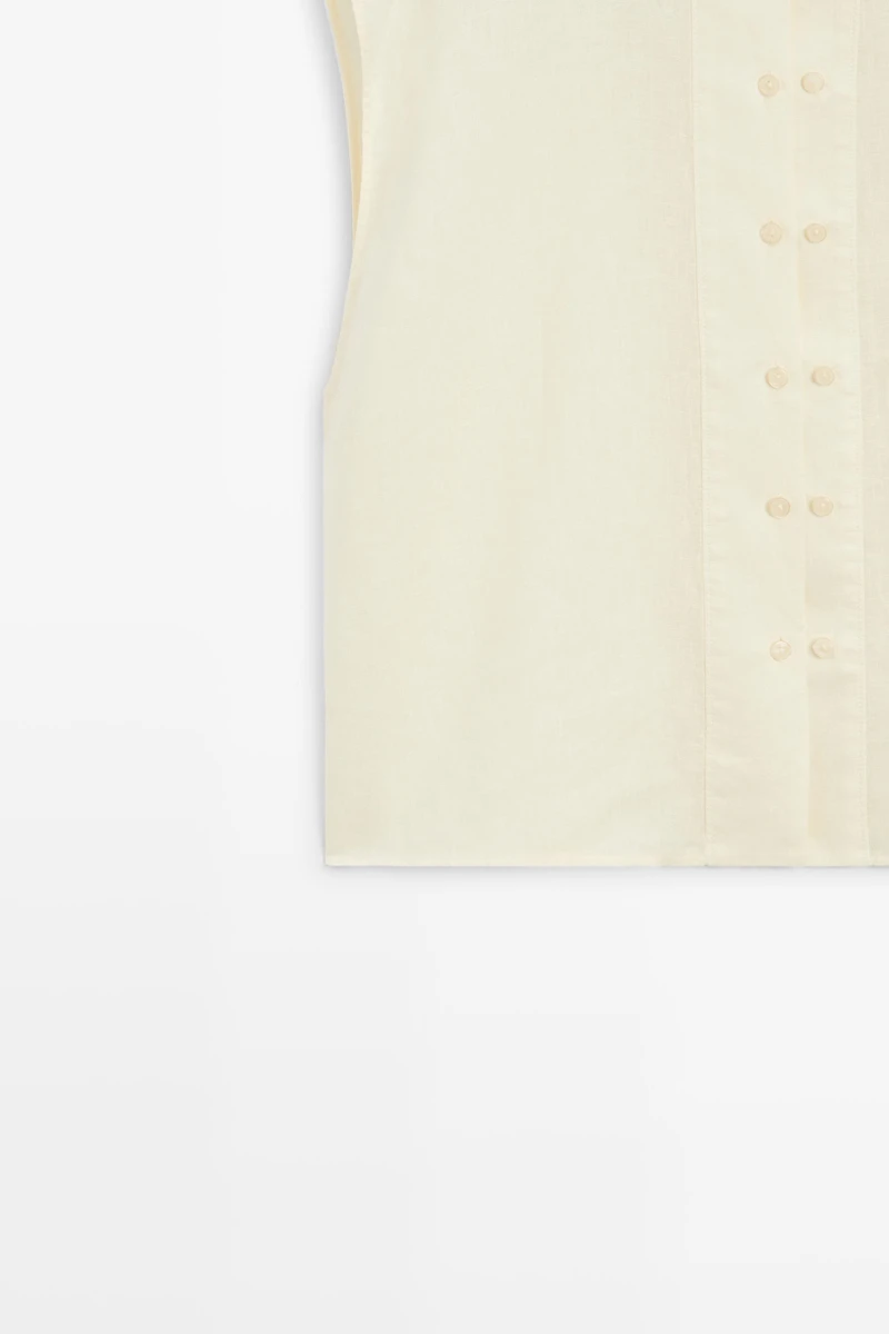 Flowing 100% linen shirt with button detail