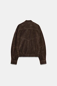 100% SUEDE LEATHER BOMBER JACKET