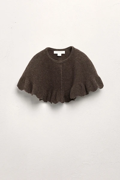 100% WOOL RUFFLED KNIT CAPE LIMITED EDITION