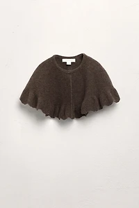 100% WOOL RUFFLED KNIT CAPE LIMITED EDITION
