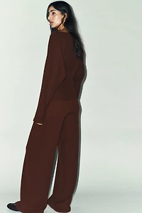 TEXTURED WIDE LEG PANTS